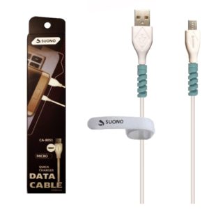 Cable Suono C/ Agarre Belcro Micro Usb Carga Rapida Con Protector Celeste